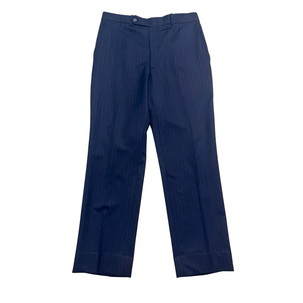 Tom James 34x30 Navy Blue Pinstripe Dress Suit Pants Trousers Wool Flat Front